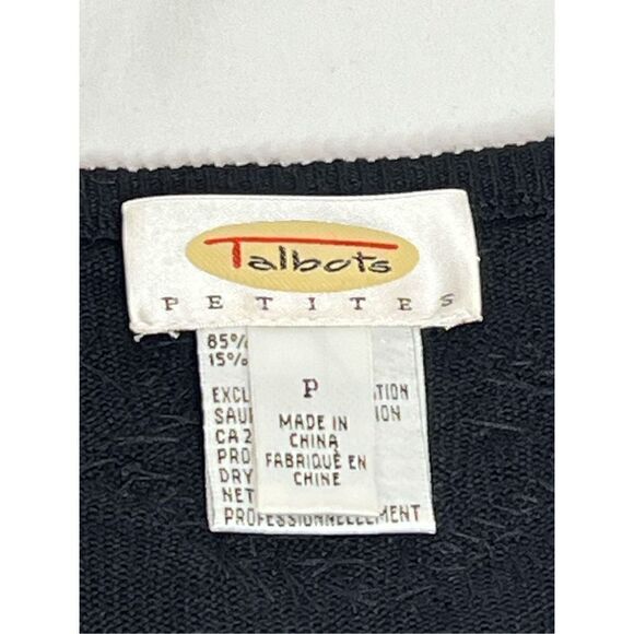 Talbots black beaded silk and cashmere blend snap up cardigan size petite - Picture 10 of 12